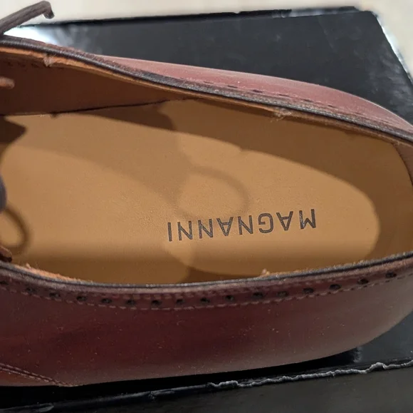 $425 Mens MAGNANNI Helios Apron Toe Derby Dress Shoes Cognac 12 D